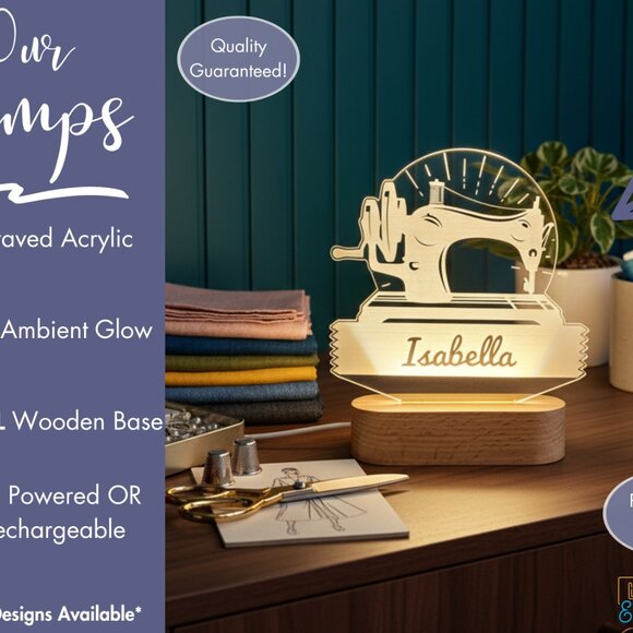 Sewing Machine Custom Name Light • Personalized LED Cloud Decor • Kids Gift - Picture 3 of 8